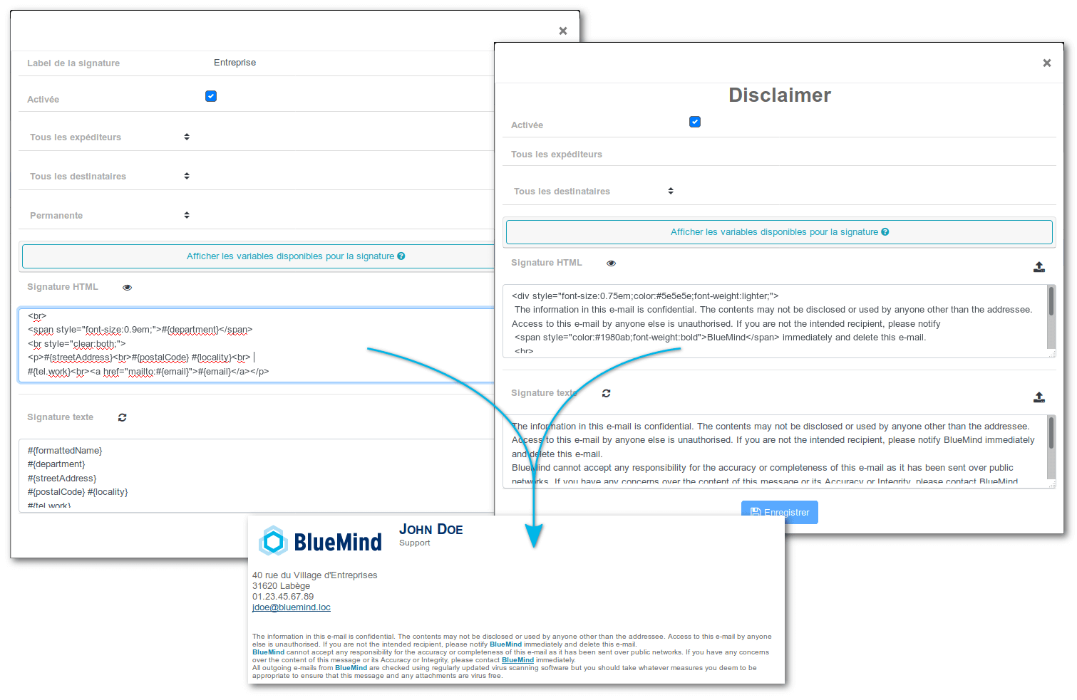 Signatures mail et disclaimer