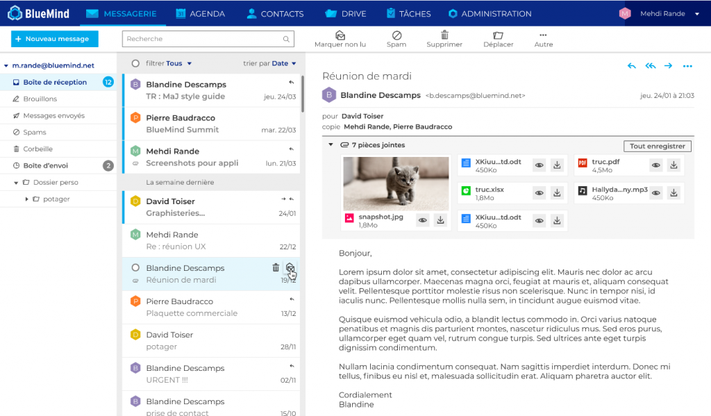 BlueMind Nouveau Webmail