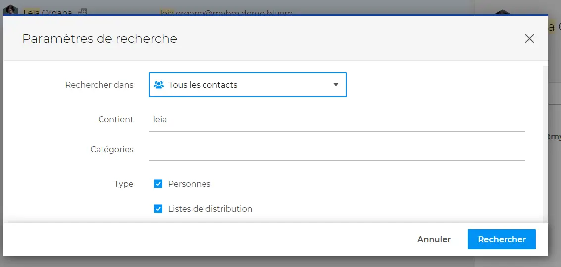 BlueMind - Contacts
